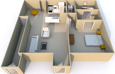 a floor plan of a house with a bedroom and a living room